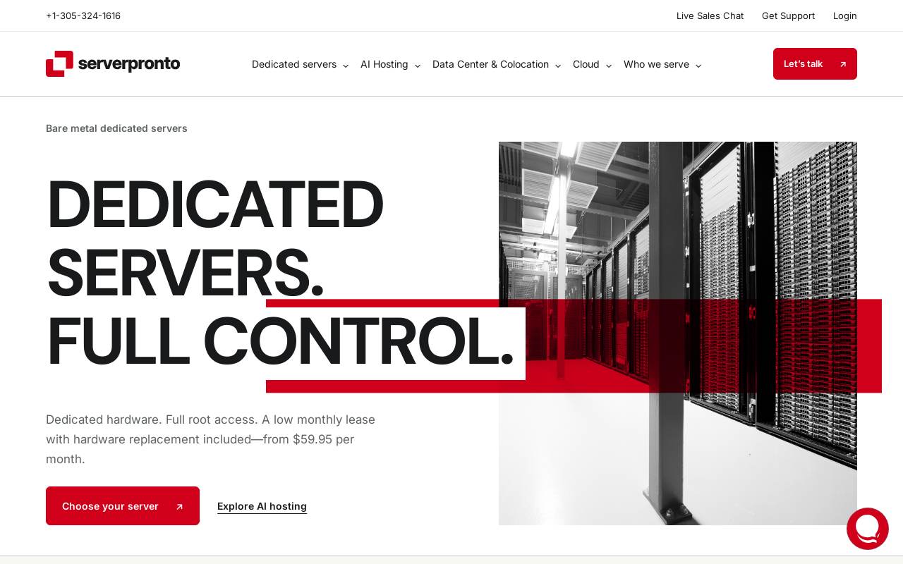 ServerPronto 官网截图